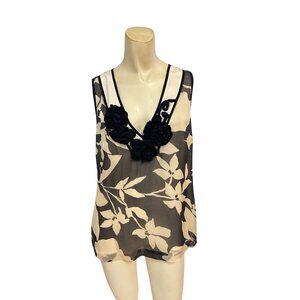 Tory Burch Floral Rosette Silk Top Sleeveless Size 8